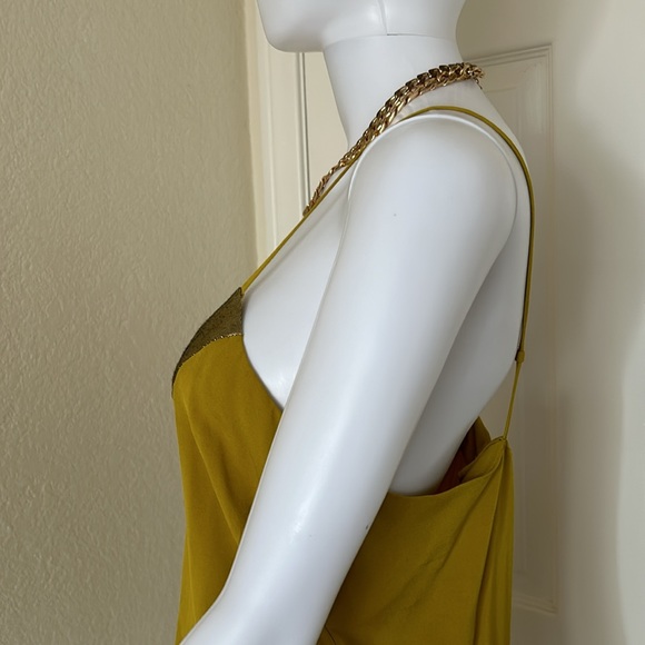 Diane Von Furstenberg Festive chartreuse Silk Cami Top size 10 - Picture 4 of 7
